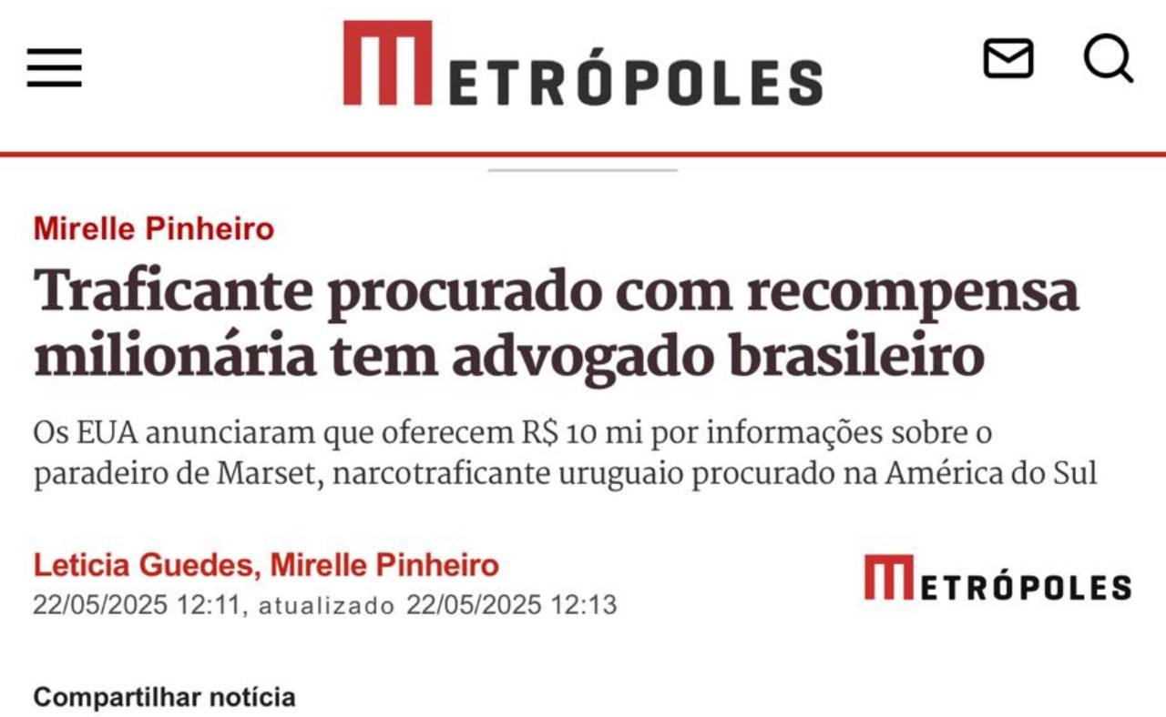 Eduardo Mauricio Advocacia Artigo Metropole Traficante procurado com recompensa milionária tem advogado brasileiro